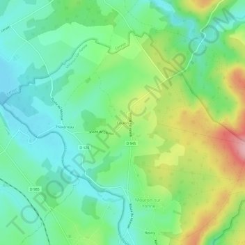 Coulon topographic map, elevation, terrain