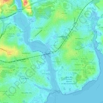 Kerhono topographic map, elevation, terrain