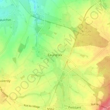 Faurœulx topographic map, elevation, terrain