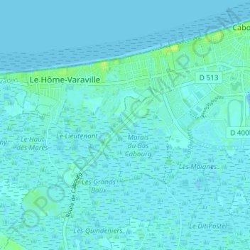 Bas Cabourg topographic map, elevation, terrain