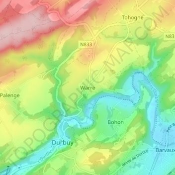Warre topographic map, elevation, terrain
