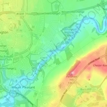 Cox Green topographic map, elevation, terrain
