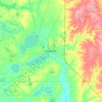 Watertown topographic map, elevation, terrain