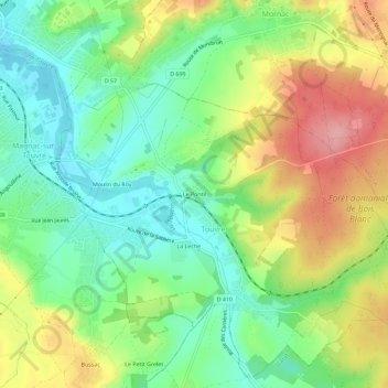 Le Pontil topographic map, elevation, terrain