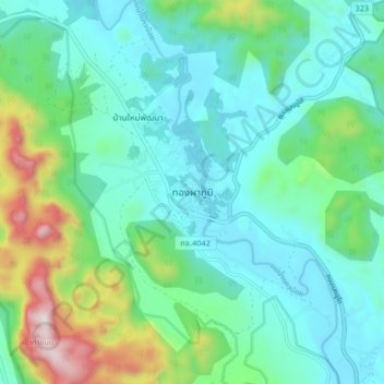 Thong Pha Phum topographic map, elevation, terrain