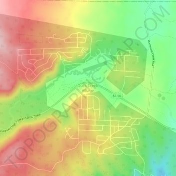 Duck Creek Village topographic map, elevation, terrain
