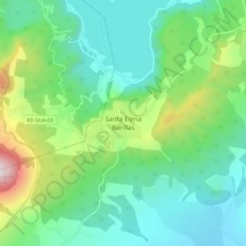 Santa Elena Barillas topographic map, elevation, terrain