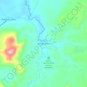 Sumak Sacha topographic map, elevation, terrain