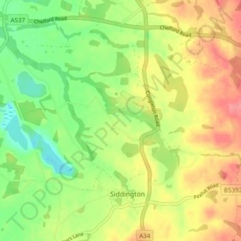 Capesthorne topographic map, elevation, terrain