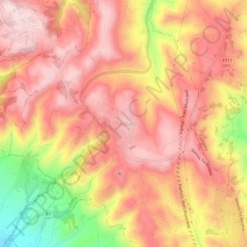 Tsada topographic map, elevation, terrain