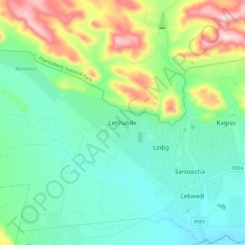 Letlhabile topographic map, elevation, terrain