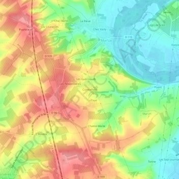 Combefolle topographic map, elevation, terrain