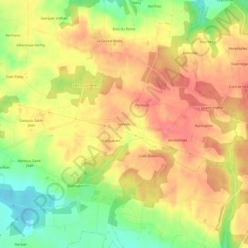 Gonnec topographic map, elevation, terrain
