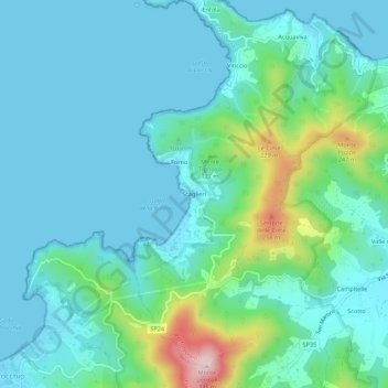 Scaglieri topographic map, elevation, terrain
