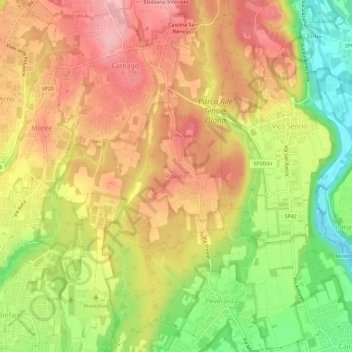 Rovate topographic map, elevation, terrain