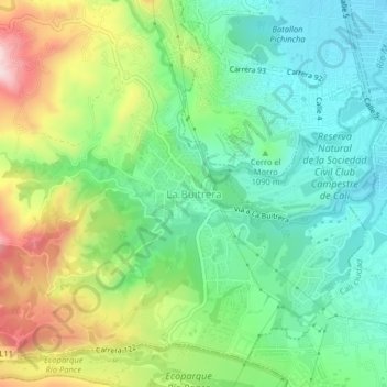 La Buitrera topographic map, elevation, terrain