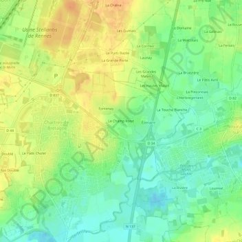 Le Champ Rond topographic map, elevation, terrain