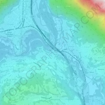 Cadola topographic map, elevation, terrain