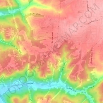 Locust Corner topographic map, elevation, terrain