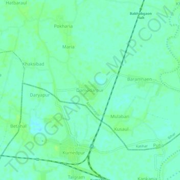 Damodarpur topographic map, elevation, terrain