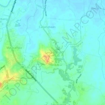 Santa Maria topographic map, elevation, terrain
