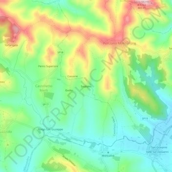 Sogliano topographic map, elevation, terrain
