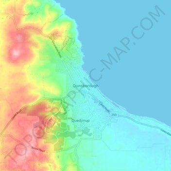 Dunsborough topographic map, elevation, terrain