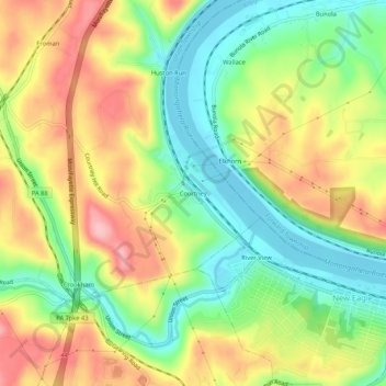 Courtney topographic map, elevation, terrain
