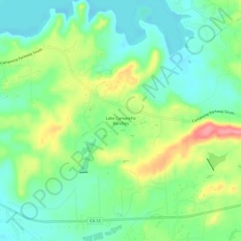 Lake Camanche Ranches topographic map, elevation, terrain