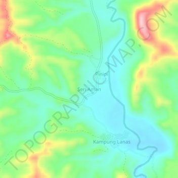 Seri Aman topographic map, elevation, terrain