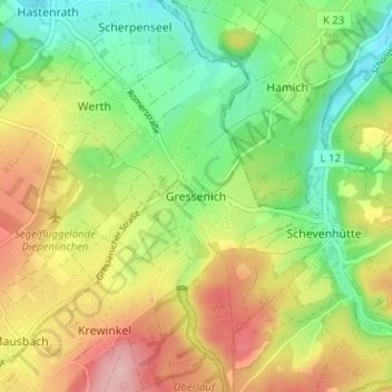 Gressenich topographic map, elevation, terrain