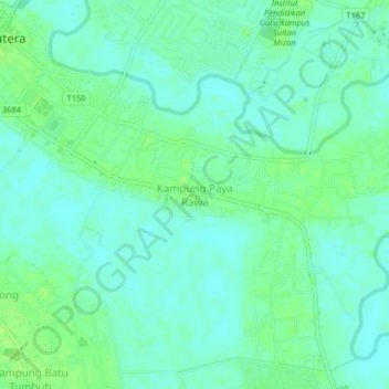 Kampung Paya Rawa topographic map, elevation, terrain