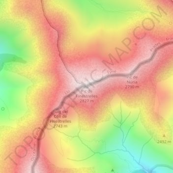 Pic de Finestrelles topographic map, elevation, terrain