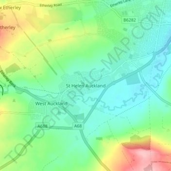 St Helen Auckland topographic map, elevation, terrain