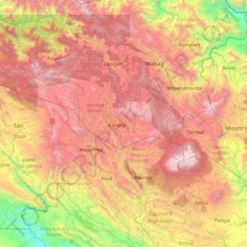 Kandep District topographic map, elevation, terrain