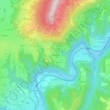Saint-Ignac topographic map, elevation, terrain