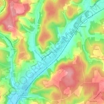 Preyssac topographic map, elevation, terrain