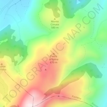 Pietra la Spina topographic map, elevation, terrain
