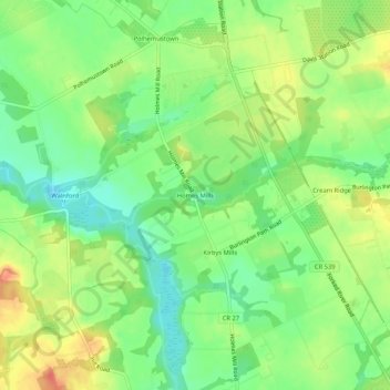 Homes Mills topographic map, elevation, terrain