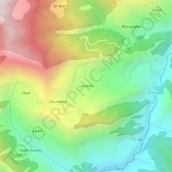 Lohārkhet topographic map, elevation, terrain