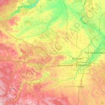 Onoway (town) topographic map, elevation, terrain