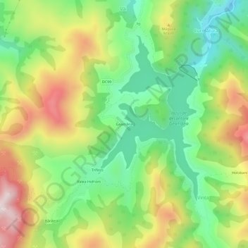 Geamăna topographic map, elevation, terrain