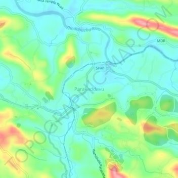 Parakaddavu topographic map, elevation, terrain