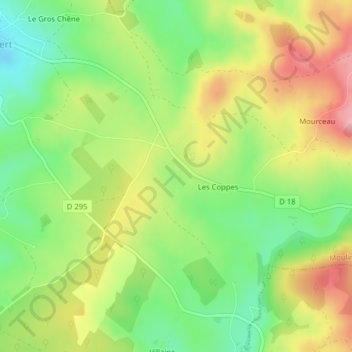 Les Champs Brideaux topographic map, elevation, terrain