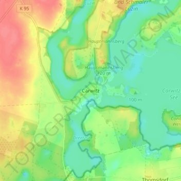 Carwitz topographic map, elevation, terrain