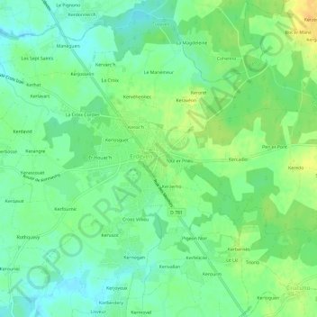 Botlann topographic map, elevation, terrain