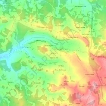 Royere topographic map, elevation, terrain