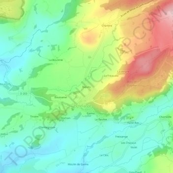 Bajuny topographic map, elevation, terrain