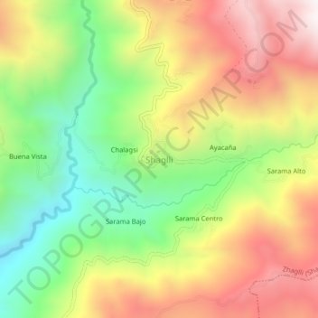 Shaglli topographic map, elevation, terrain