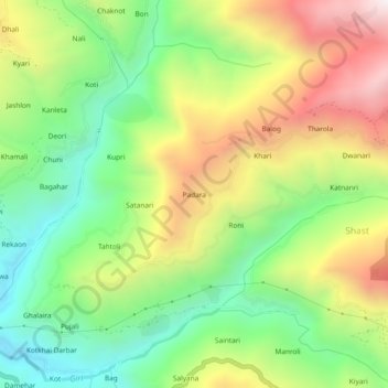Padara topographic map, elevation, terrain